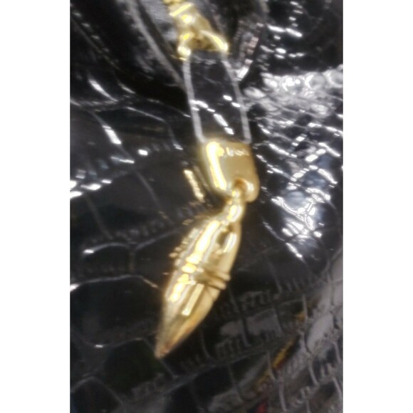 IMAN Shoulder Tote Bag Large Handbag Patent Leather Purse Croc embossed - Picture 5 of 6